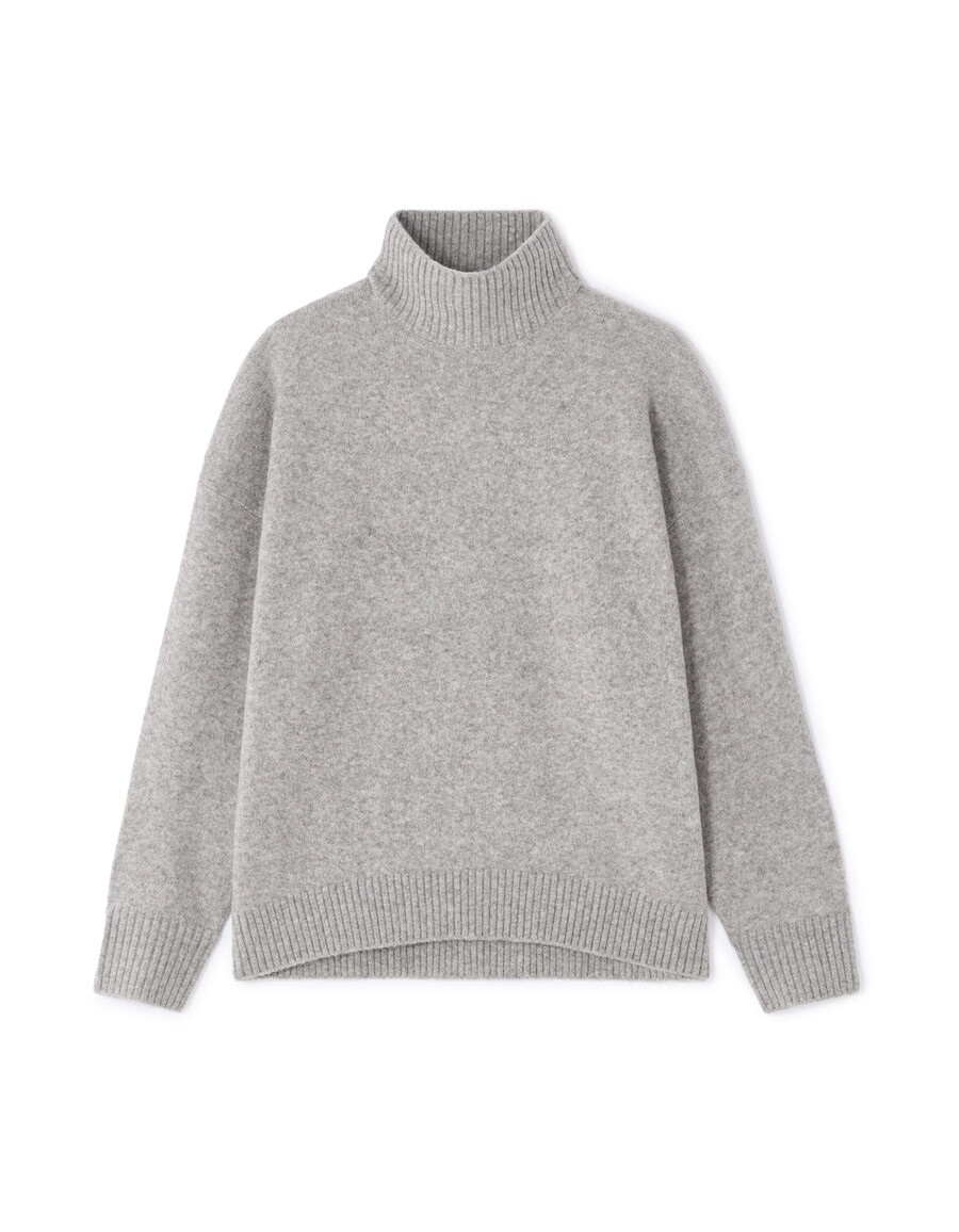 rollkragenpullover aus wollmischgewebe