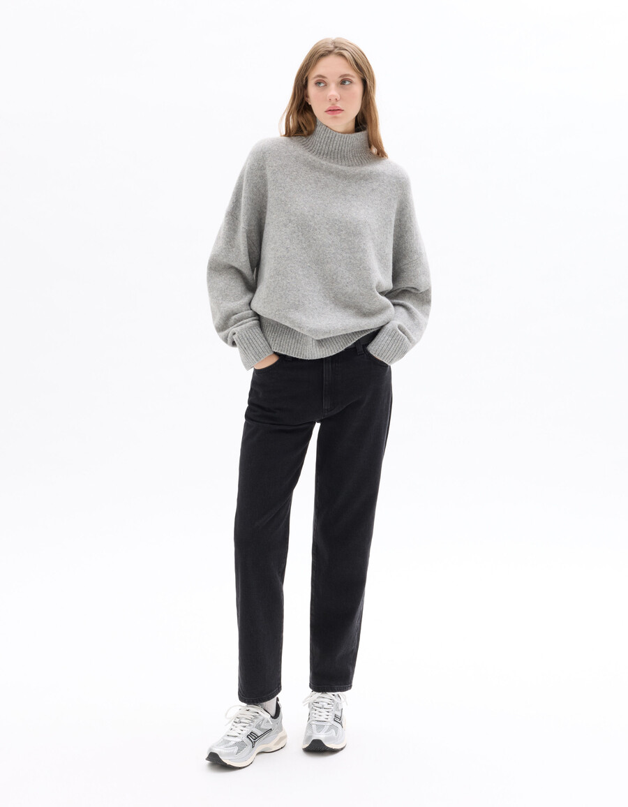 rollkragenpullover aus wollmischgewebe