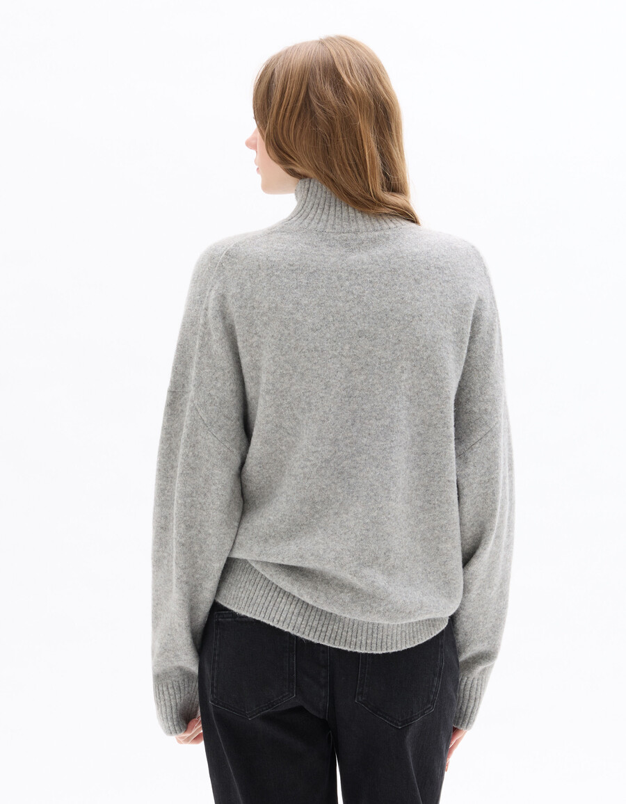 rollkragenpullover aus wollmischgewebe