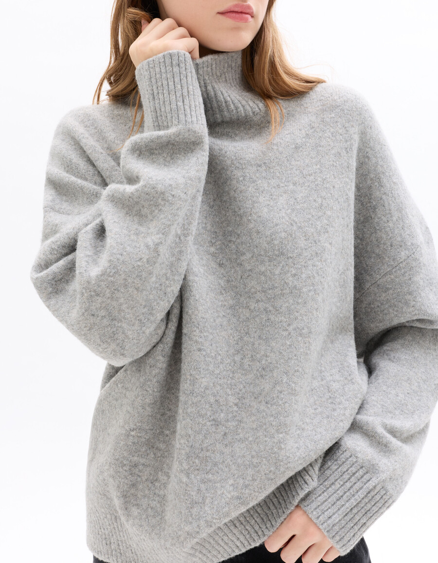 rollkragenpullover aus wollmischgewebe