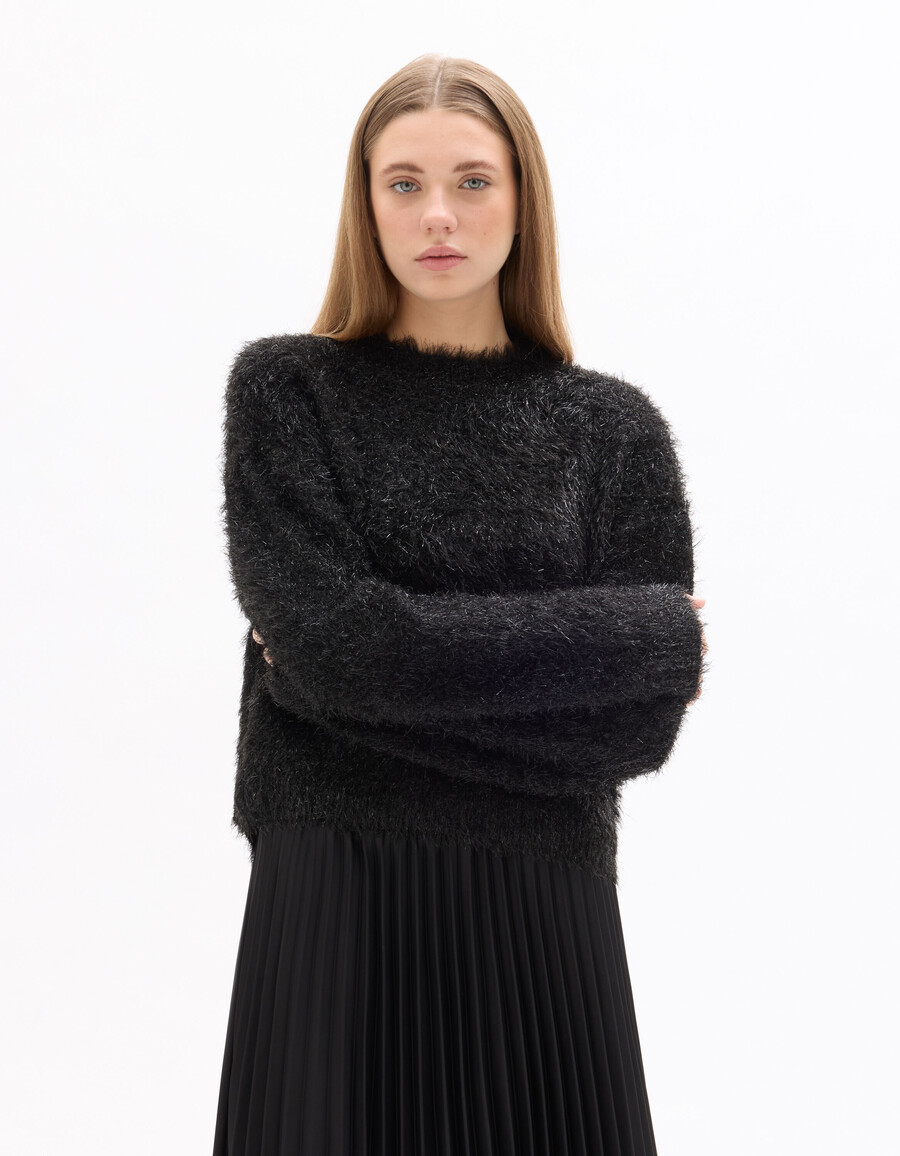glänzender langarmpullover