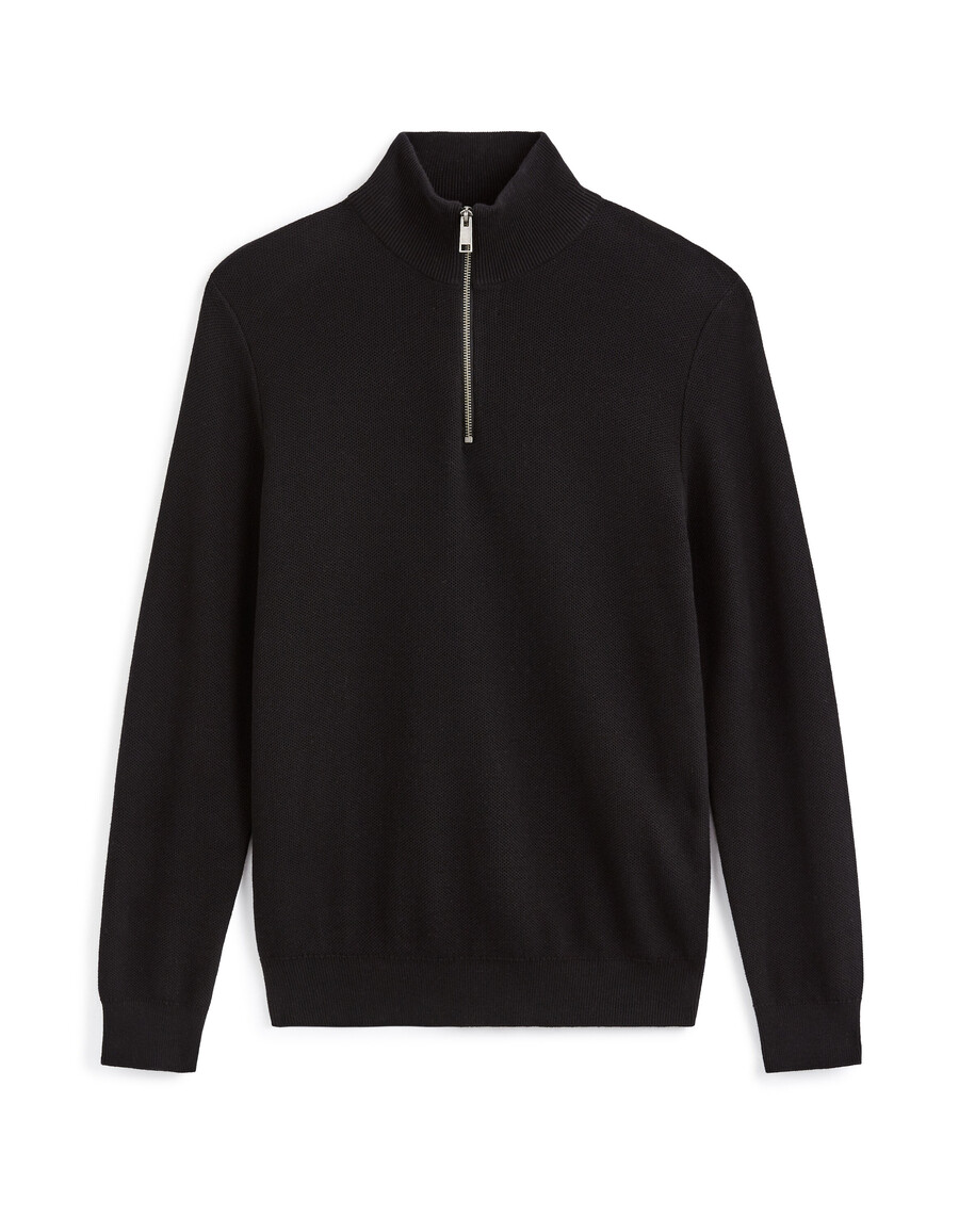 pullover mit reißverschlusskragen aus 100 baumwoll-piqué