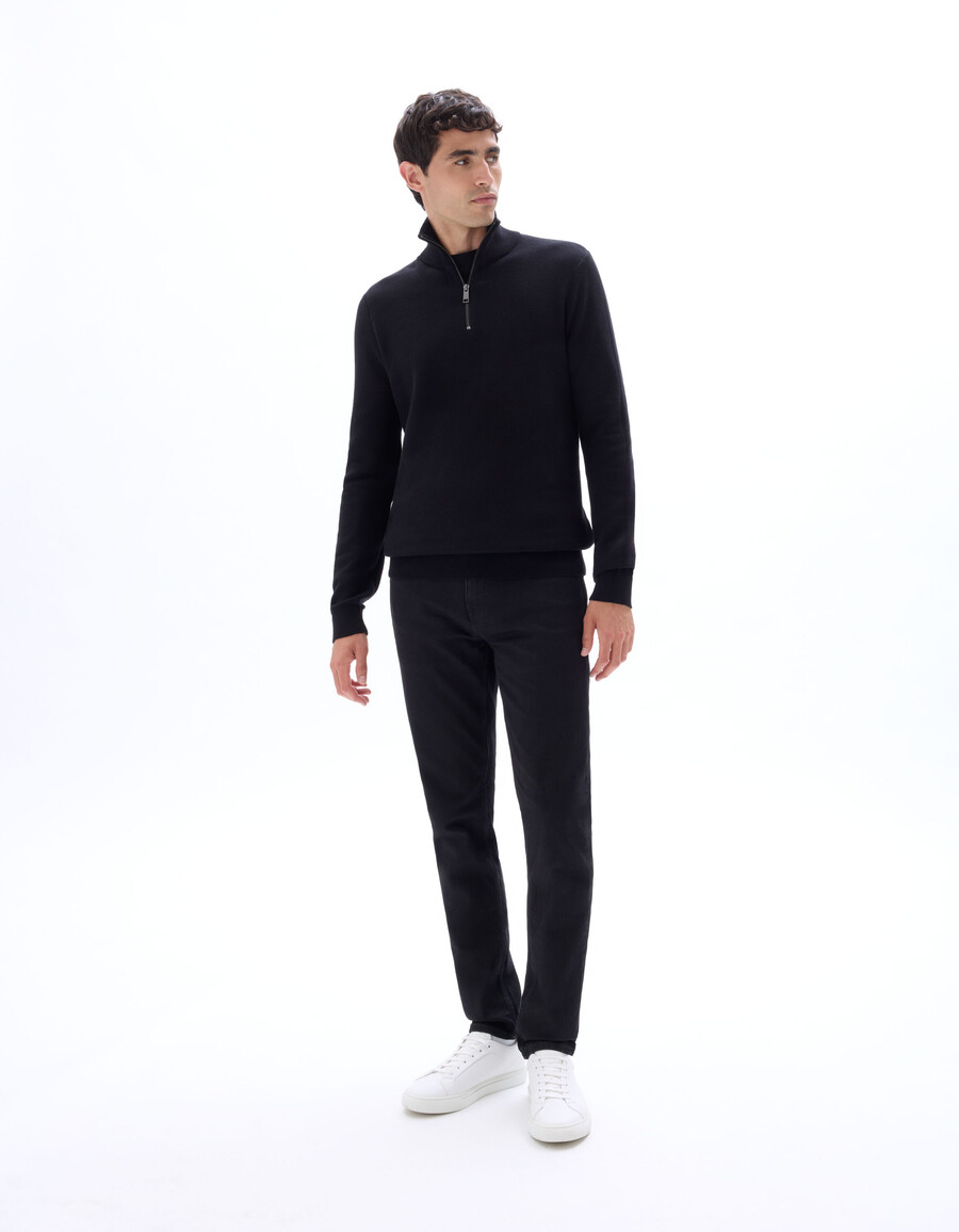 pullover mit reißverschlusskragen aus 100 baumwoll-piqué