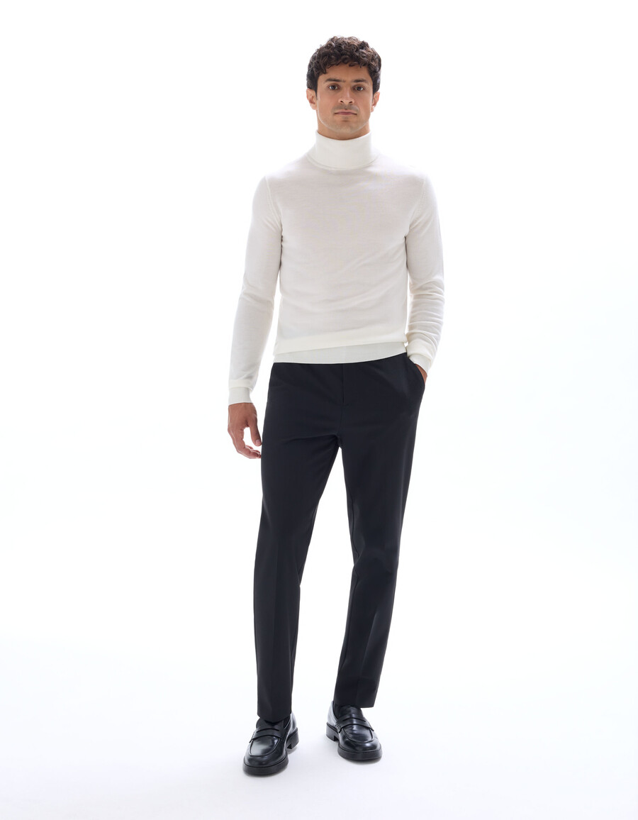 schmal geschnittener rollkragenpullover 100 merinowolle