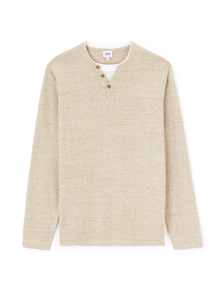 henley-pullover aus baumwollmischgewebe