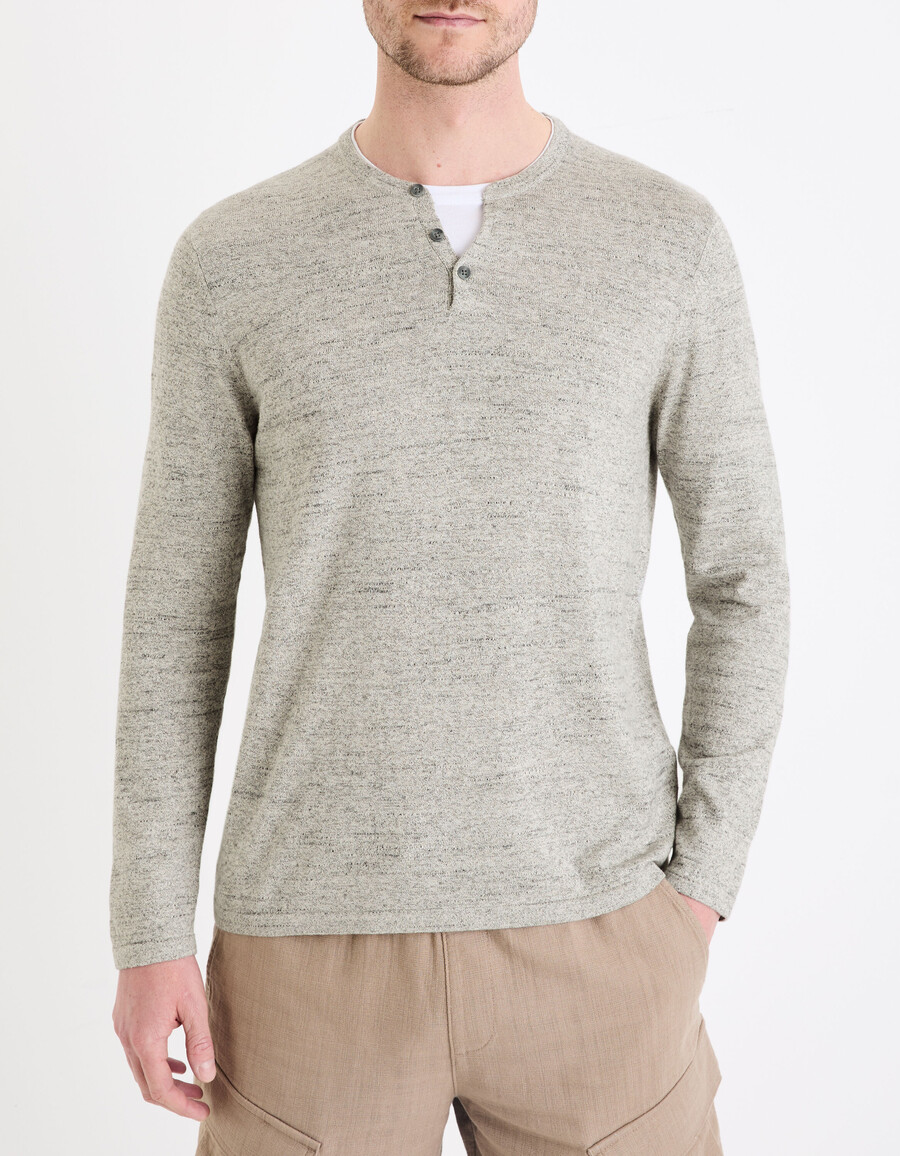 henley-pullover aus baumwollmischgewebe