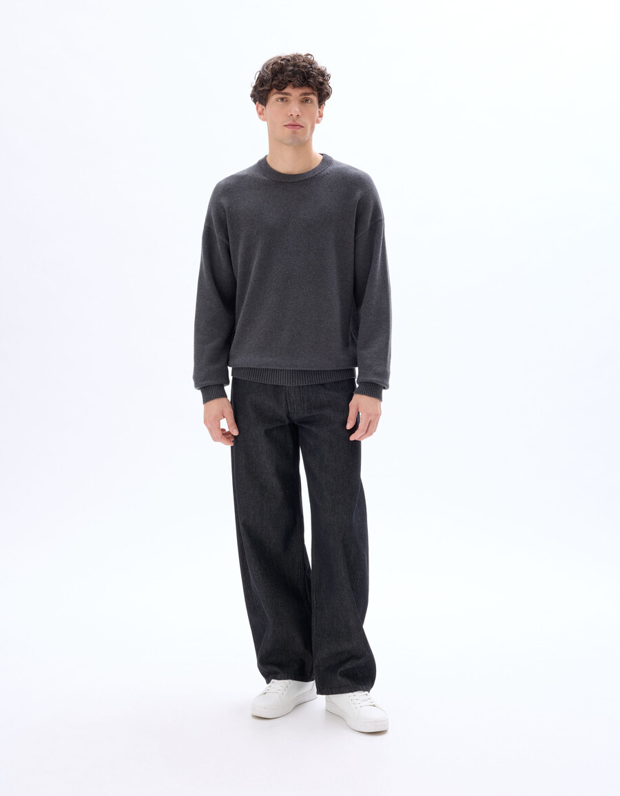 oversized-pullover mit rundhalsausschnitt 100 baumwolle