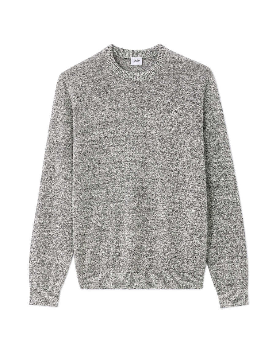 zweifarbiger pullover aus leinenmischung mit rundhalsausschnitt