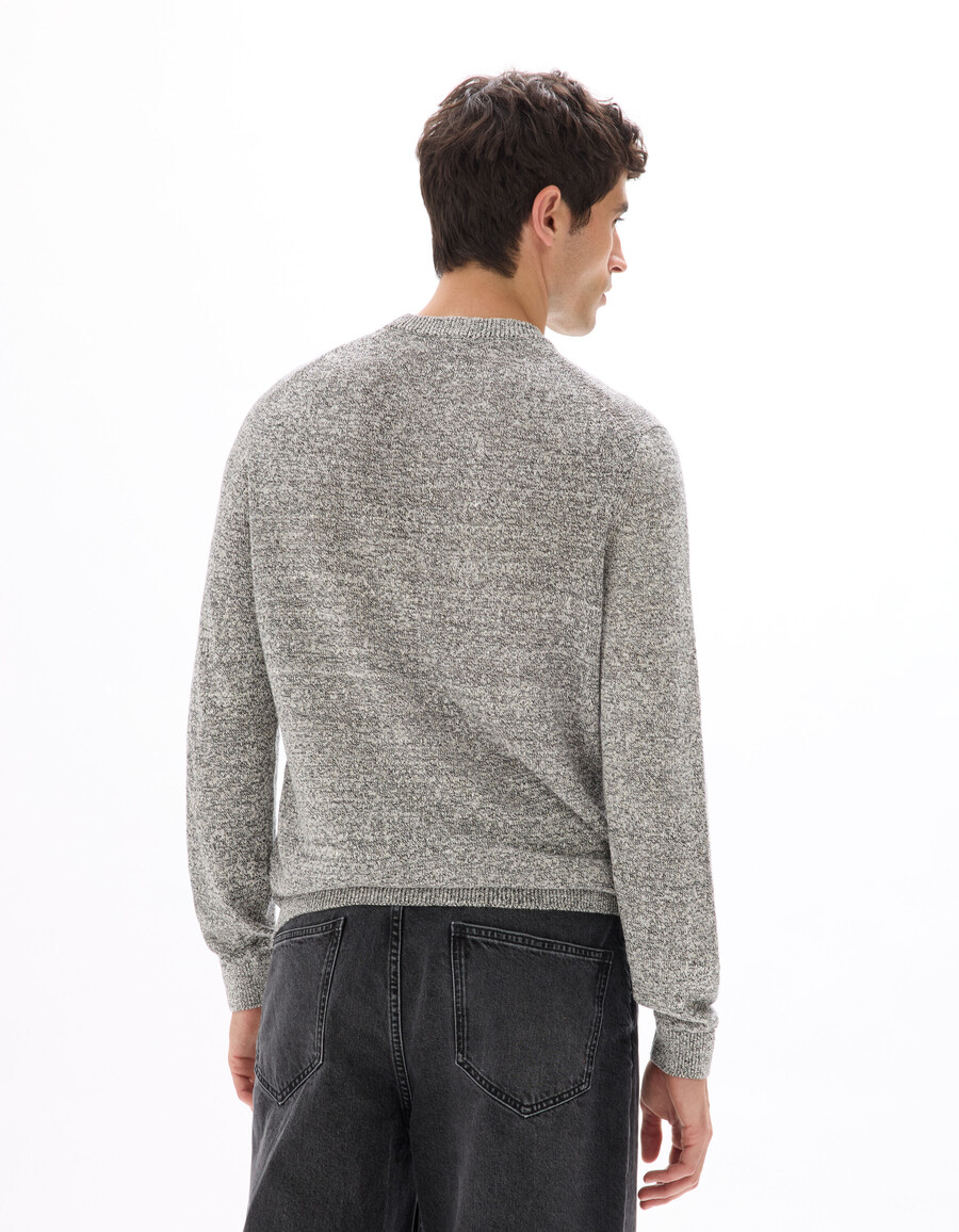 zweifarbiger pullover aus leinenmischung mit rundhalsausschnitt
