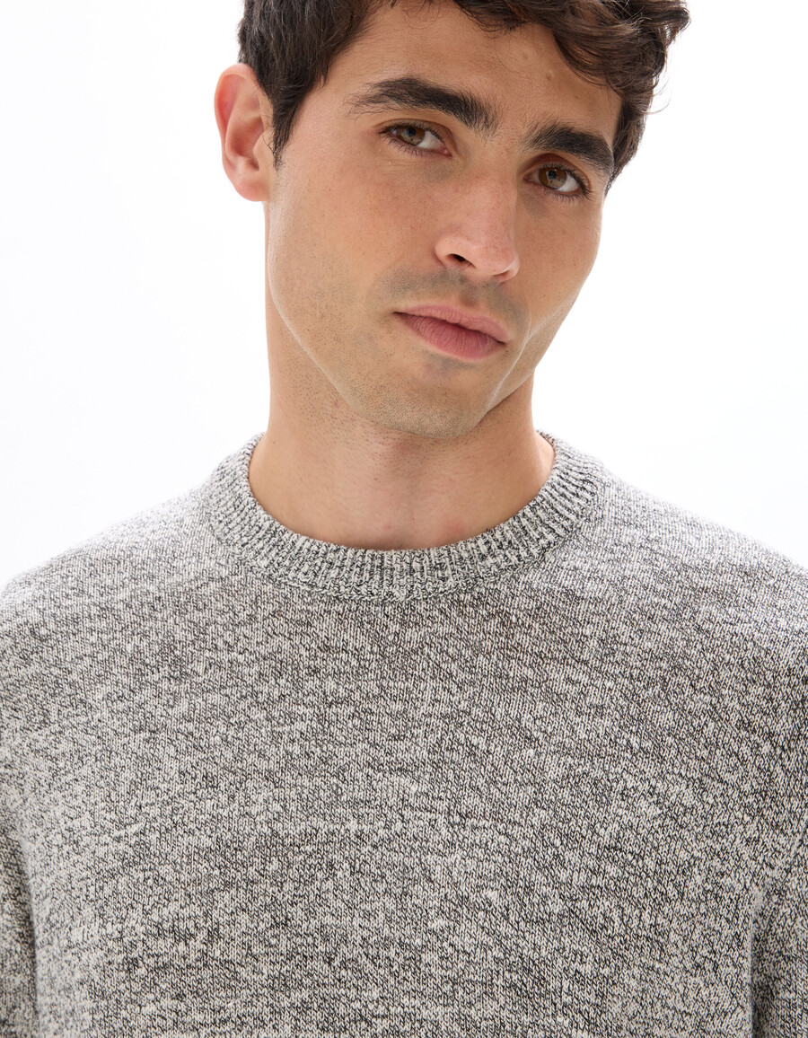 zweifarbiger pullover aus leinenmischung mit rundhalsausschnitt