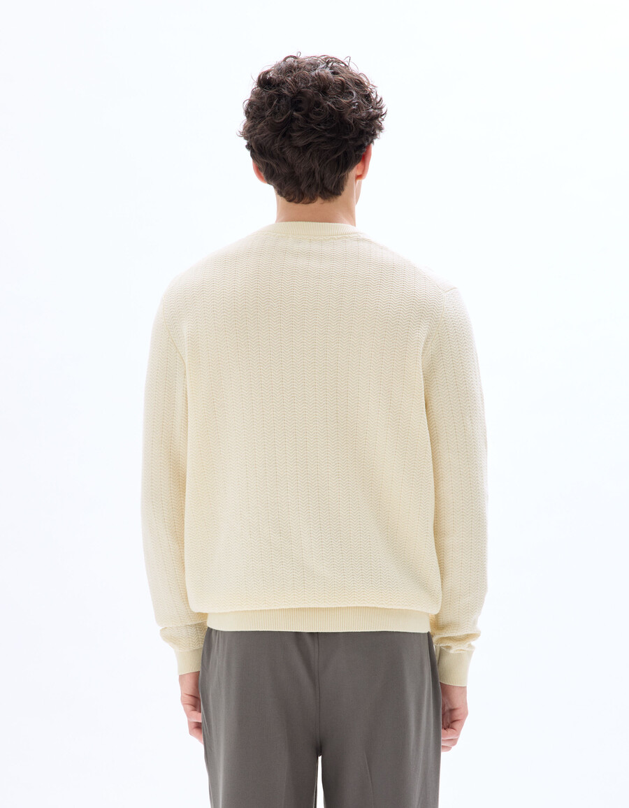 rundhals-strickpullover mit fischgrätmuster 100 baumwolle