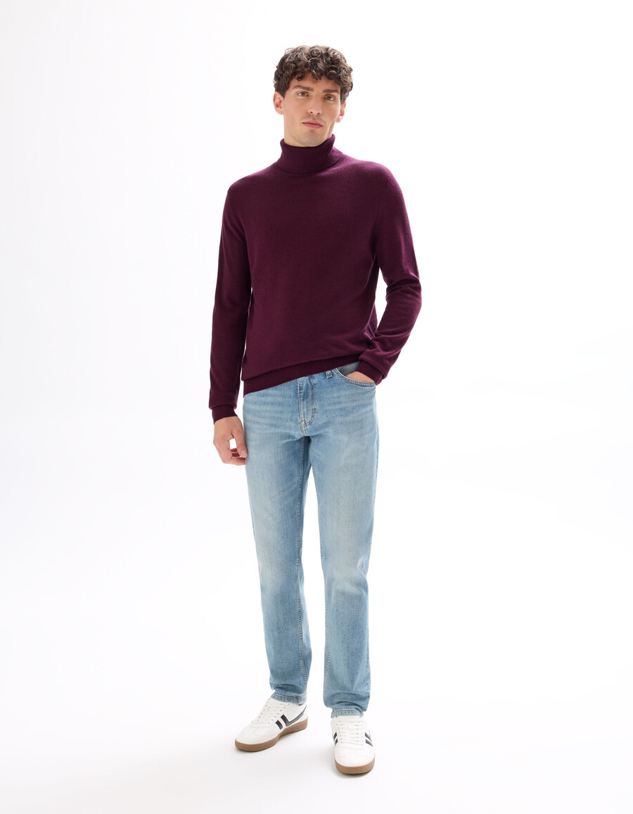 schmal geschnittener rollkragenpullover 100 merinowolle