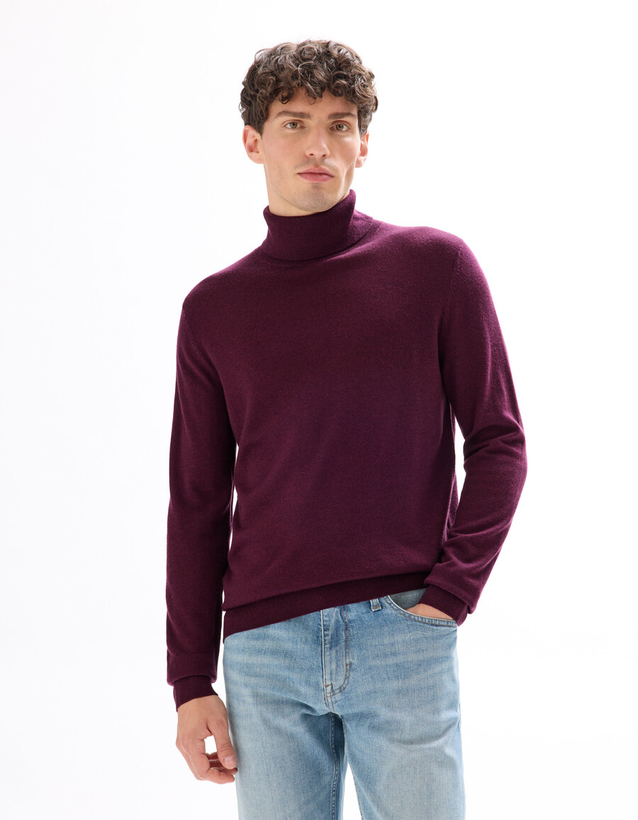 schmal geschnittener rollkragenpullover 100 merinowolle