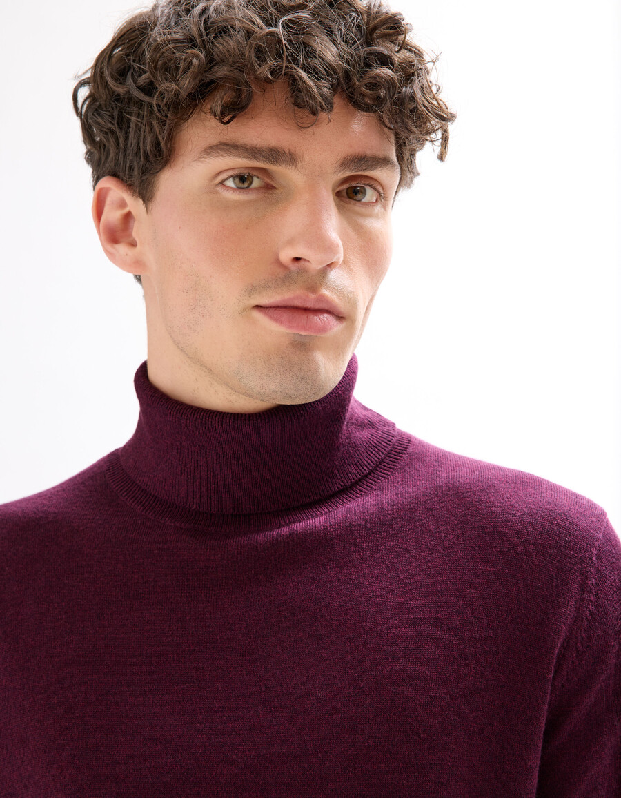 schmal geschnittener rollkragenpullover 100 merinowolle