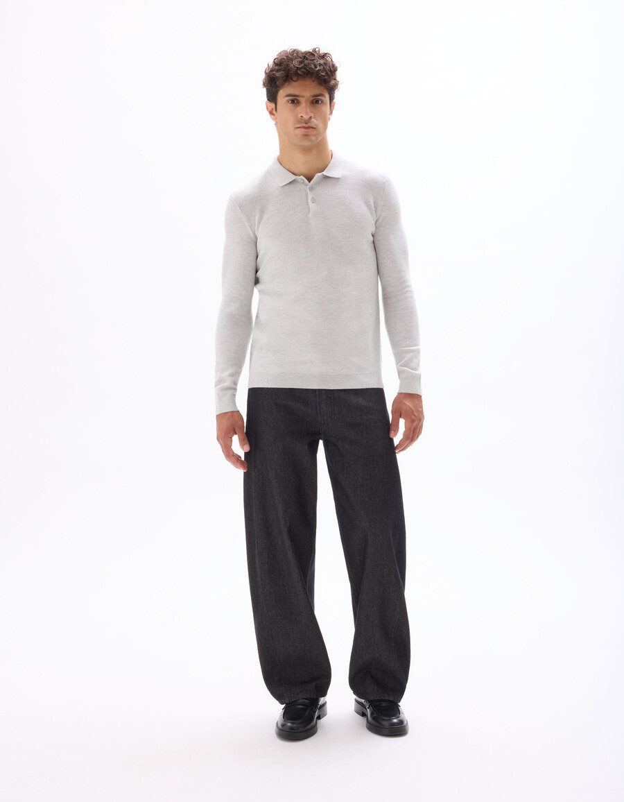 schmal geschnittener polopullover 100 baumwolle