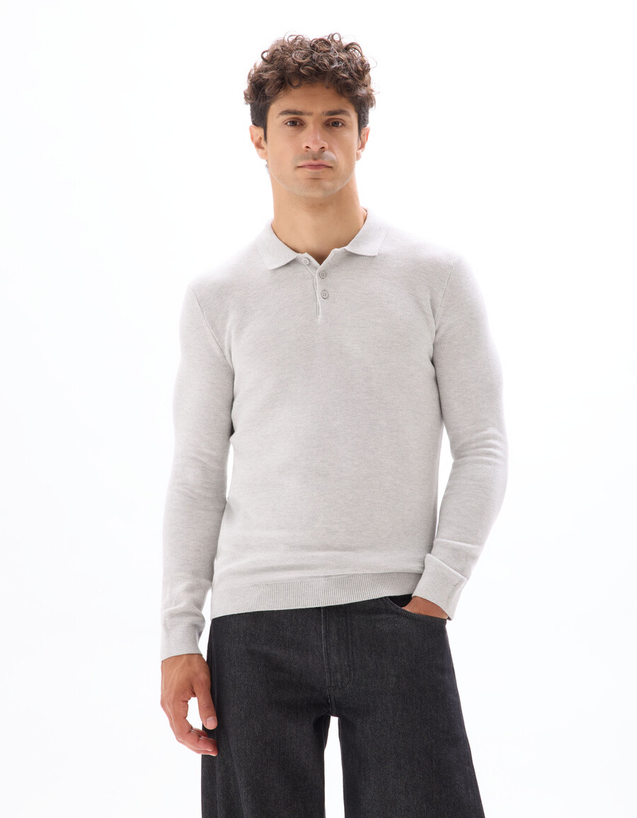 schmal geschnittener polopullover 100 baumwolle