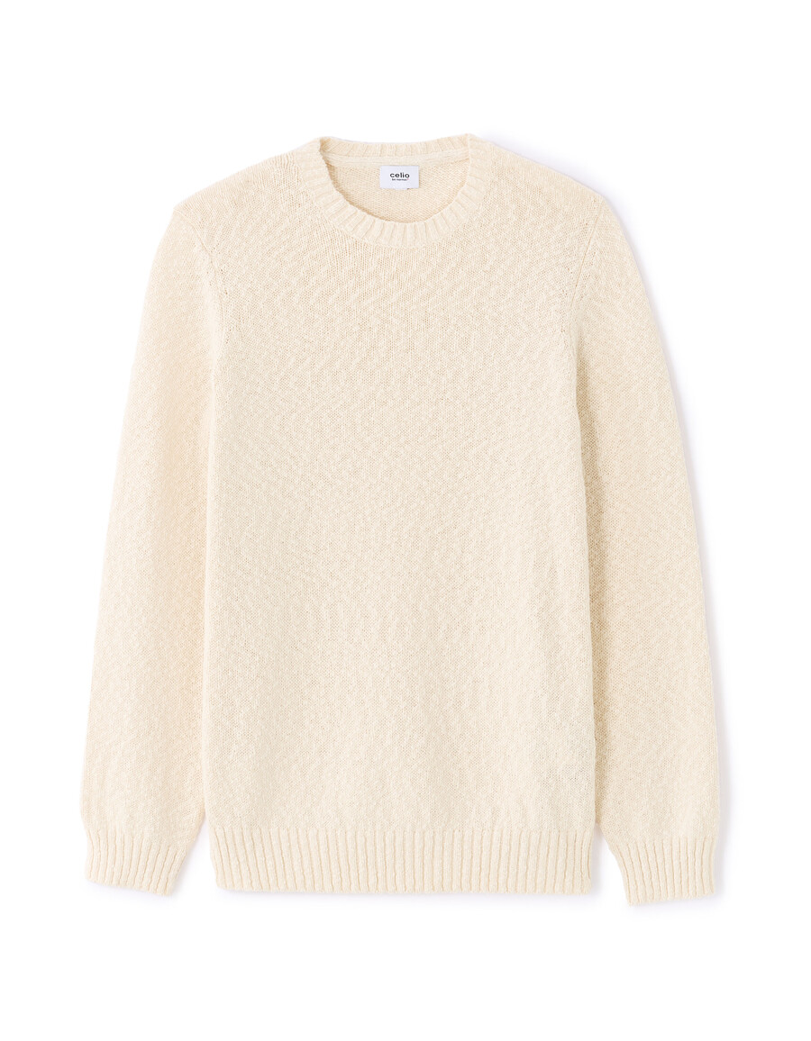 rundhalspullover aus meliertem strickmaterial 100 baumwolle