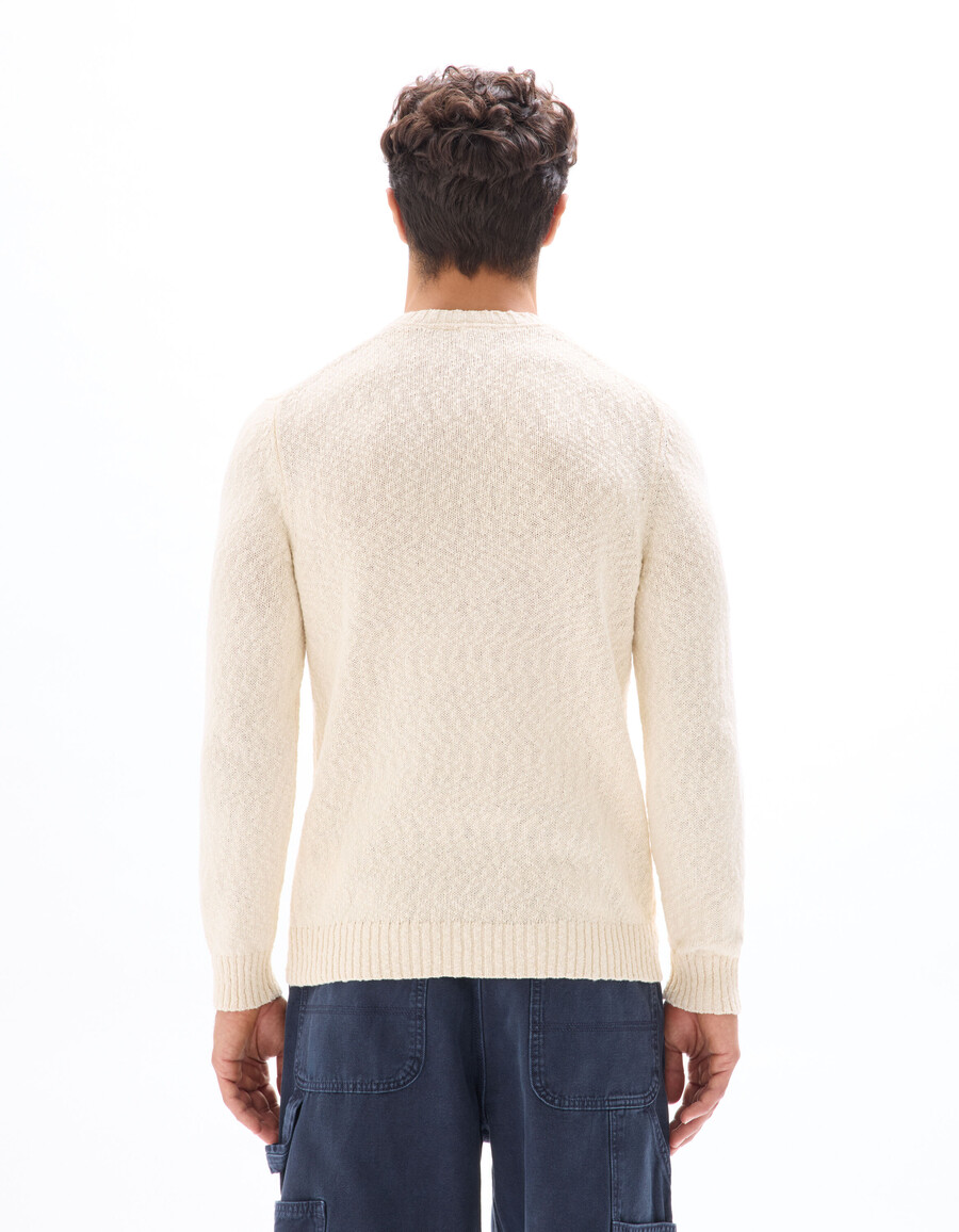 rundhalspullover aus meliertem strickmaterial 100 baumwolle