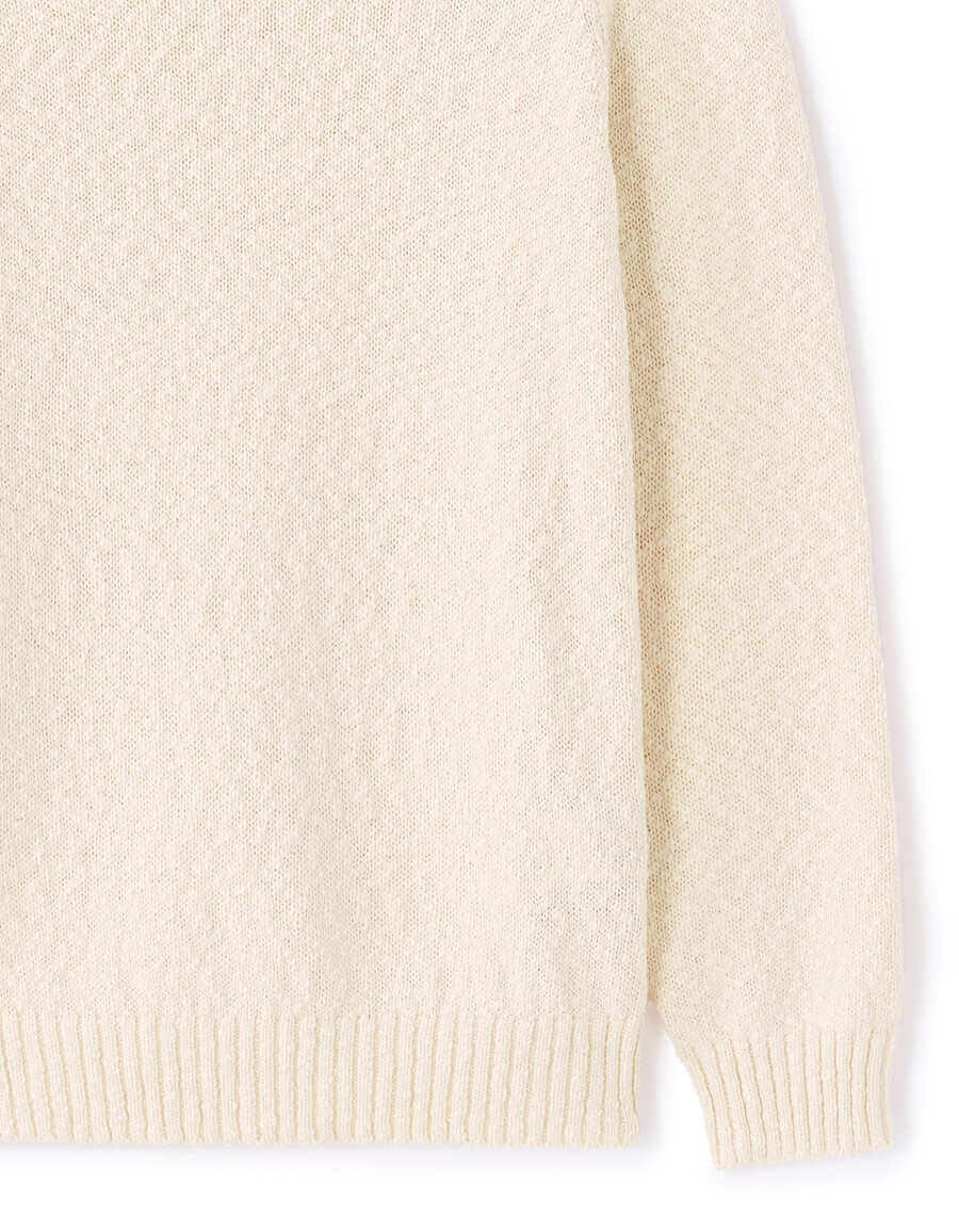 rundhalspullover aus meliertem strickmaterial 100 baumwolle