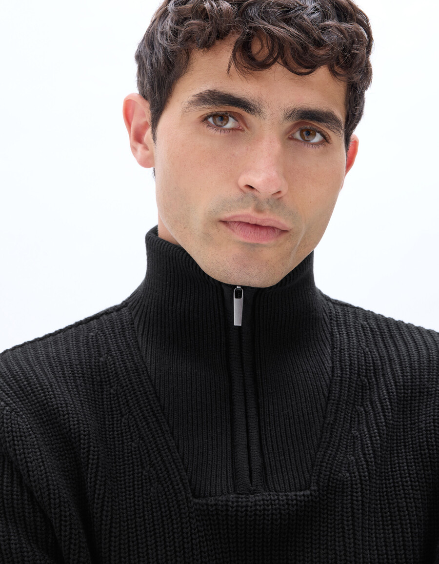 normal geschnittener pullover mit reißverschluss am kragen 100 baumwolle