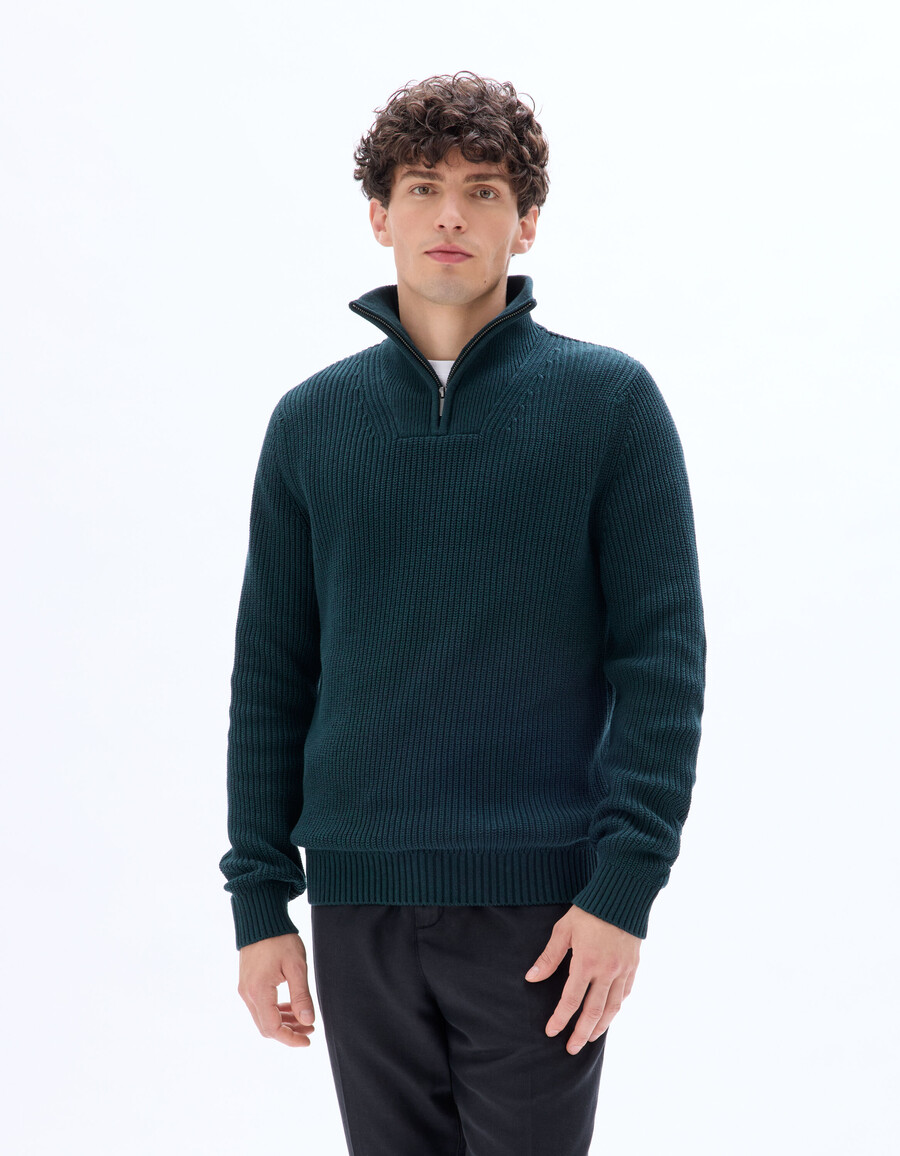 normal geschnittener pullover mit reißverschluss am kragen 100 baumwolle