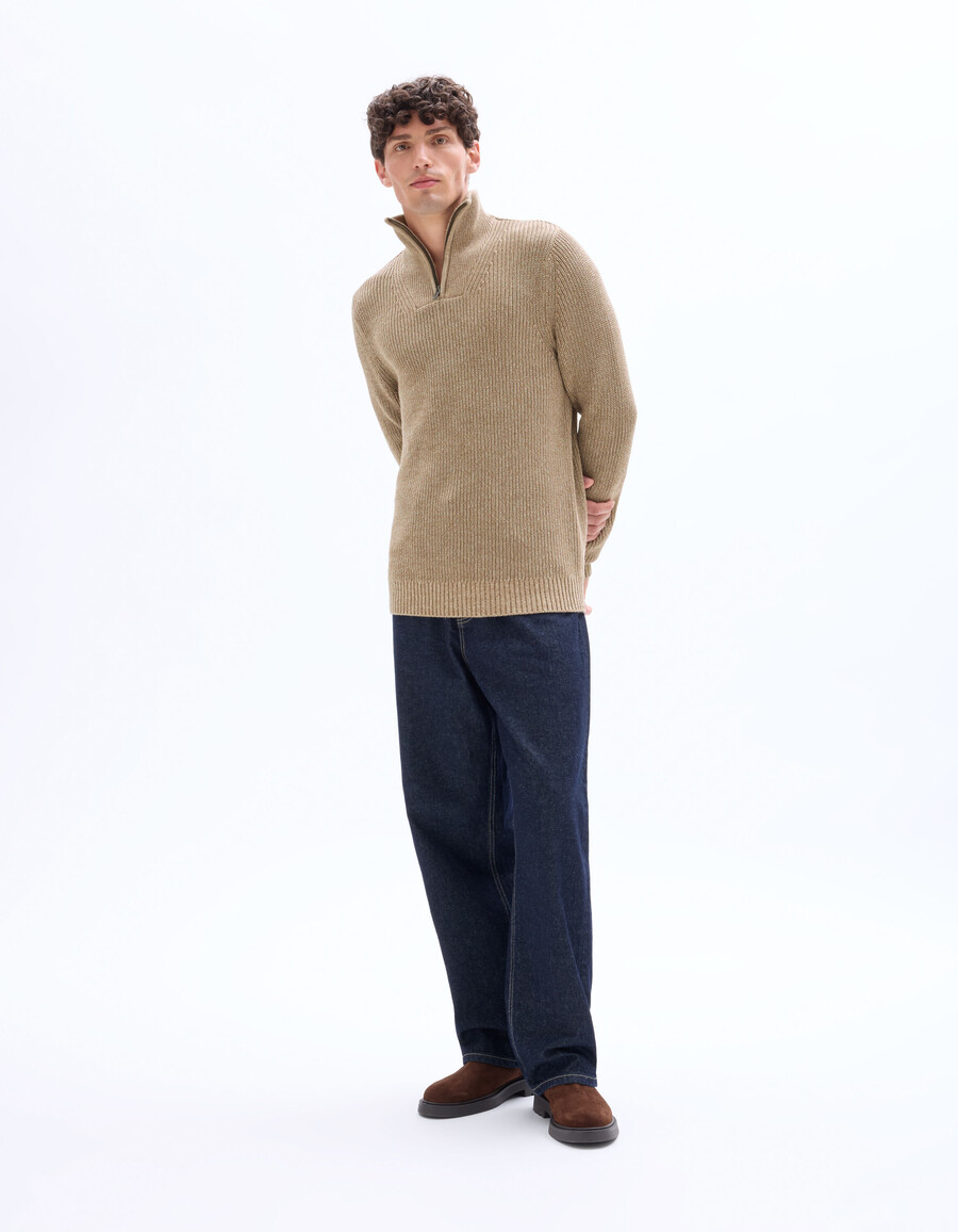 regulärer pullover mit reißverschlusskragen 100 baumwolle