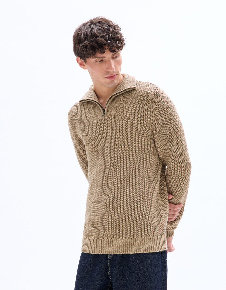 regulärer pullover mit reißverschlusskragen 100 baumwolle