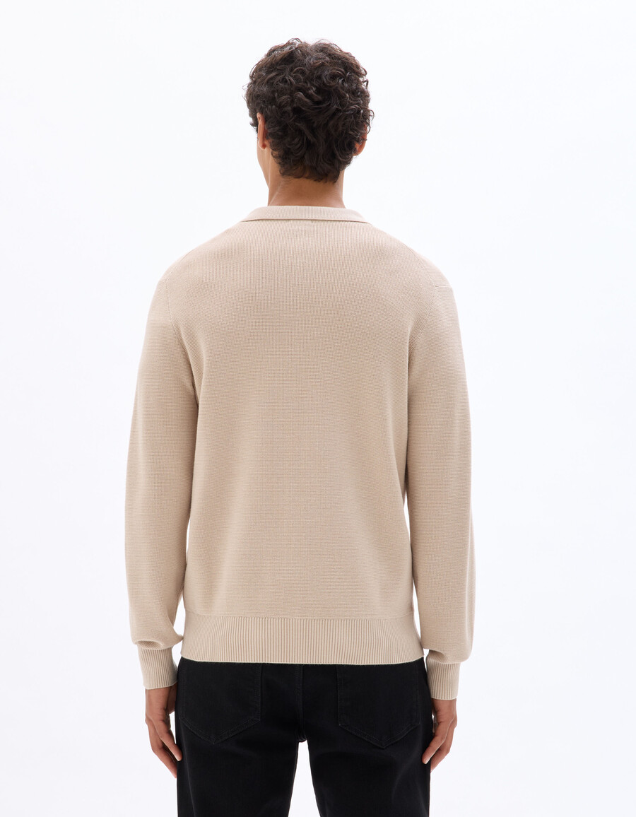 polopullover mit waffelstruktur und reißverschluss
