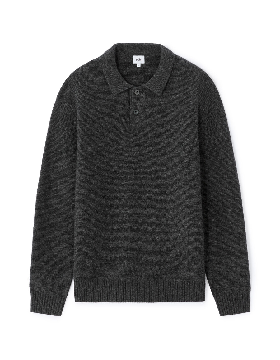 lässiger kraus rechts gestrickter pullover aus wollmischung