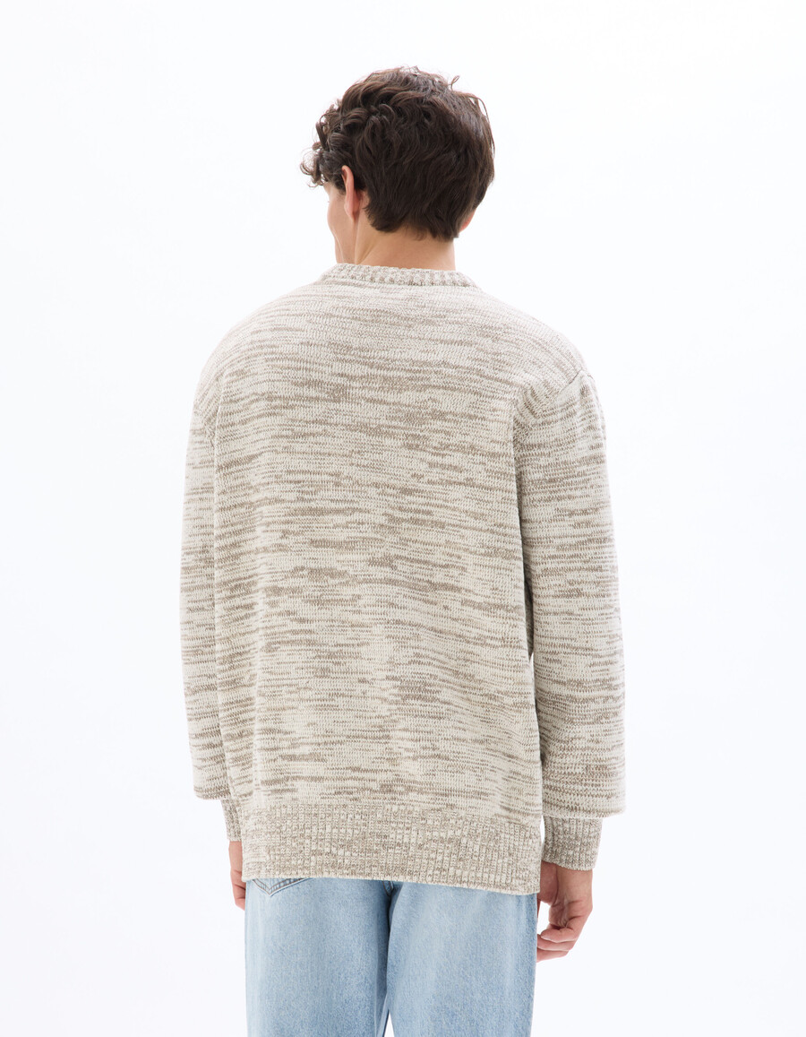 rundhalspullover aus 100 chenille-baumwolle