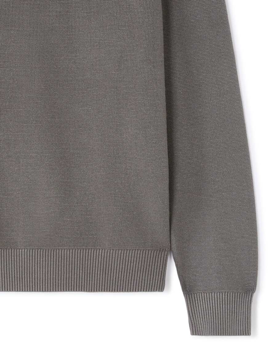 polo-pullover mit geprägtem reißverschluss