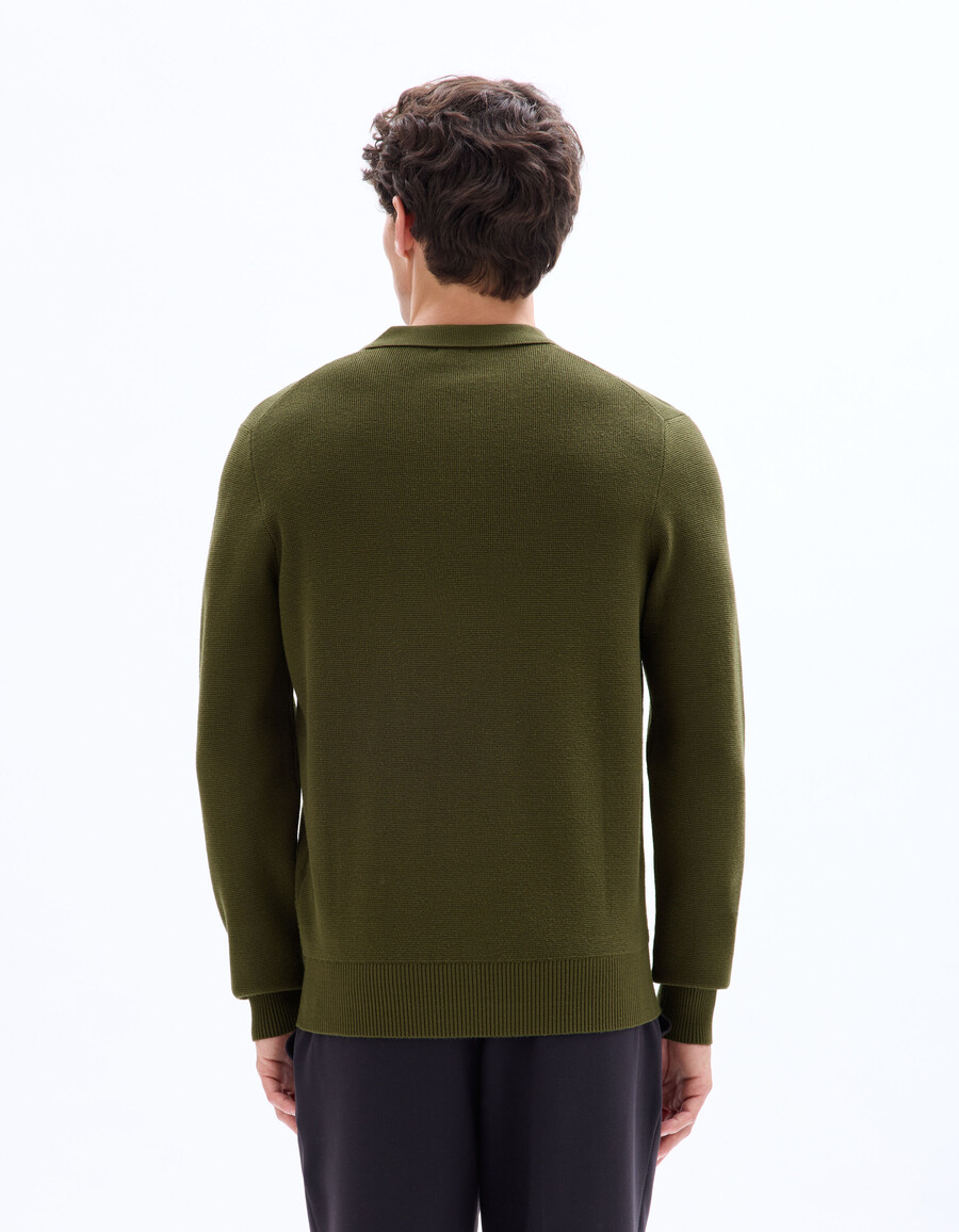 polopullover mit waffelmuster und reißverschluss