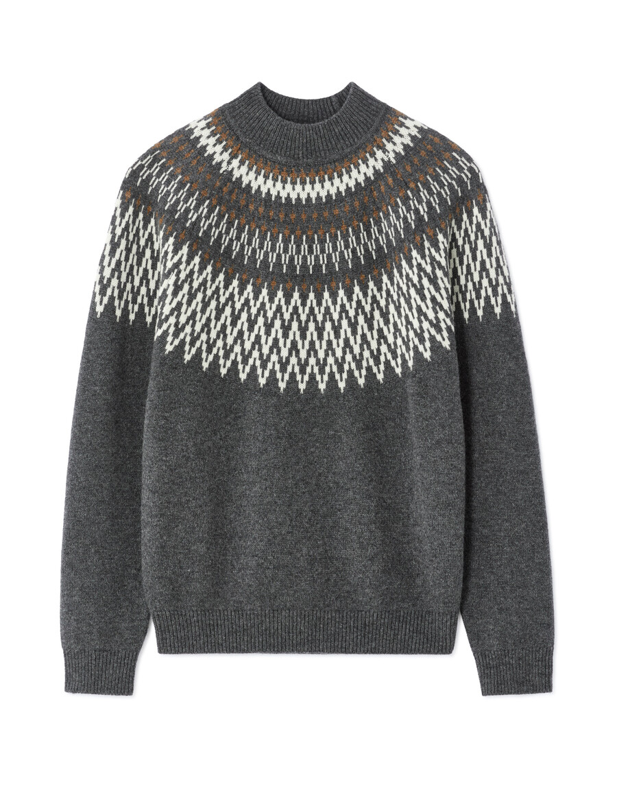 jacquard-pullover aus wollmischung