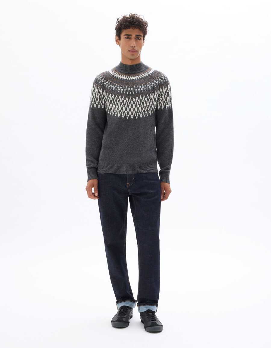 jacquard-pullover aus wollmischung
