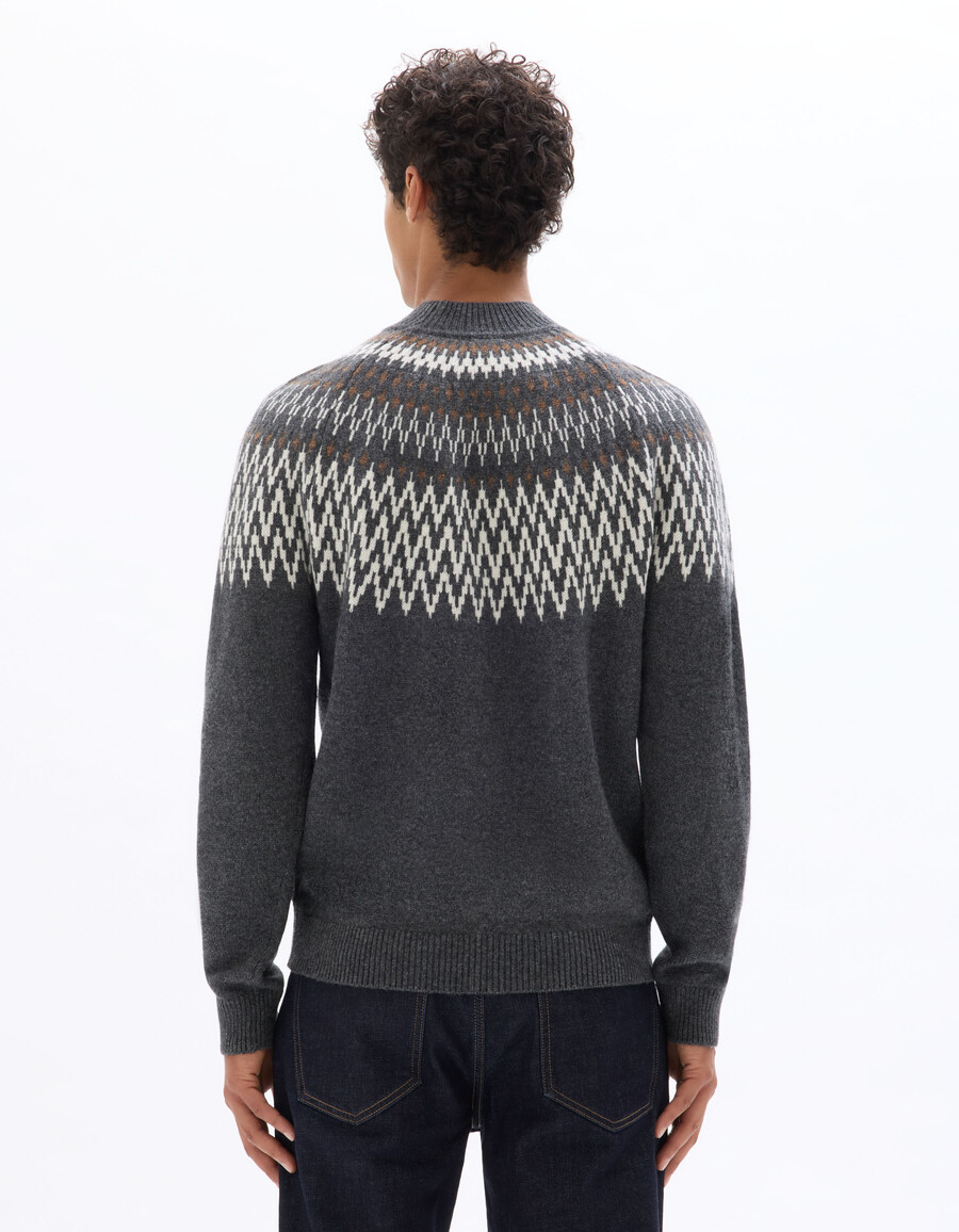 jacquard-pullover aus wollmischung