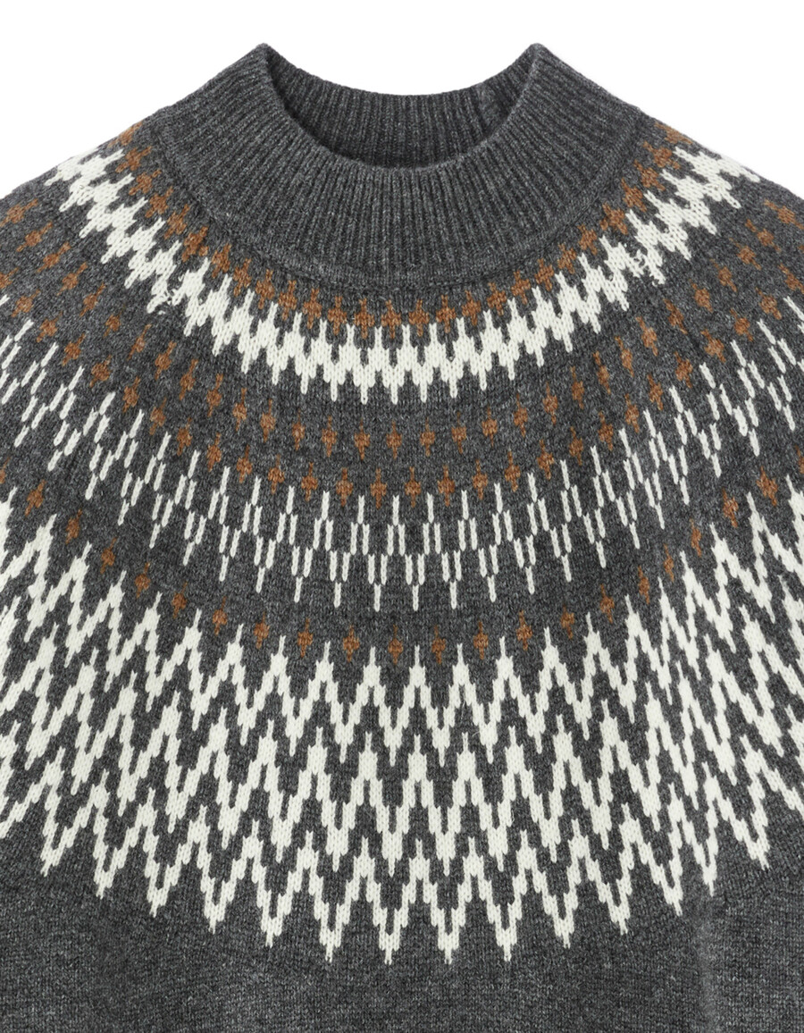 jacquard-pullover aus wollmischung