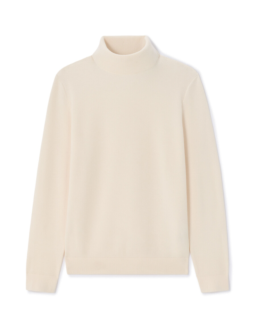 rollkragenpullover aus piqué 100 baumwolle