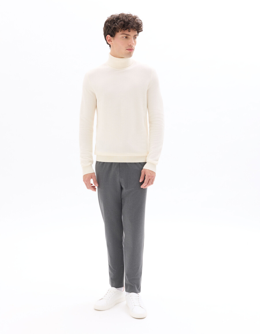 rollkragenpullover aus piqué 100 baumwolle