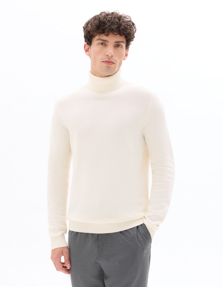 rollkragenpullover aus piqué 100 baumwolle