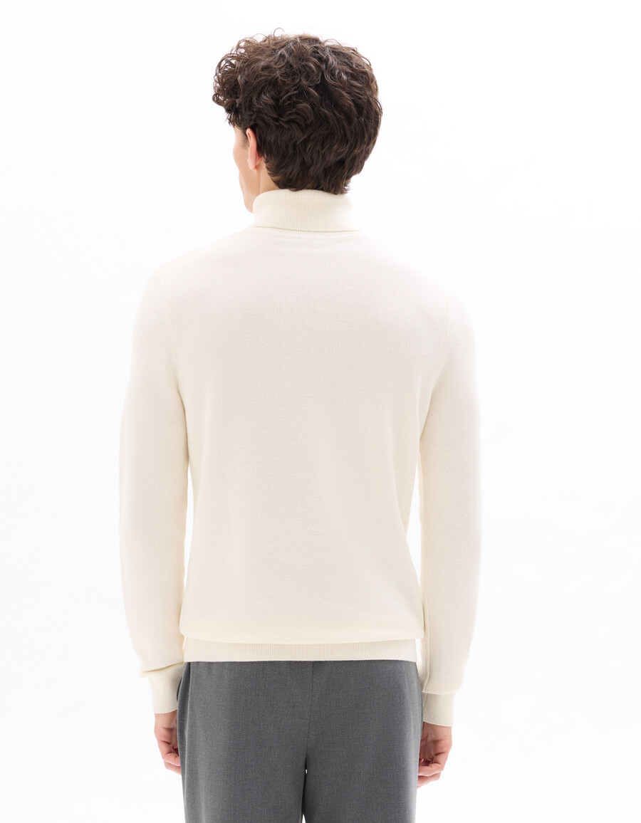rollkragenpullover aus piqué 100 baumwolle