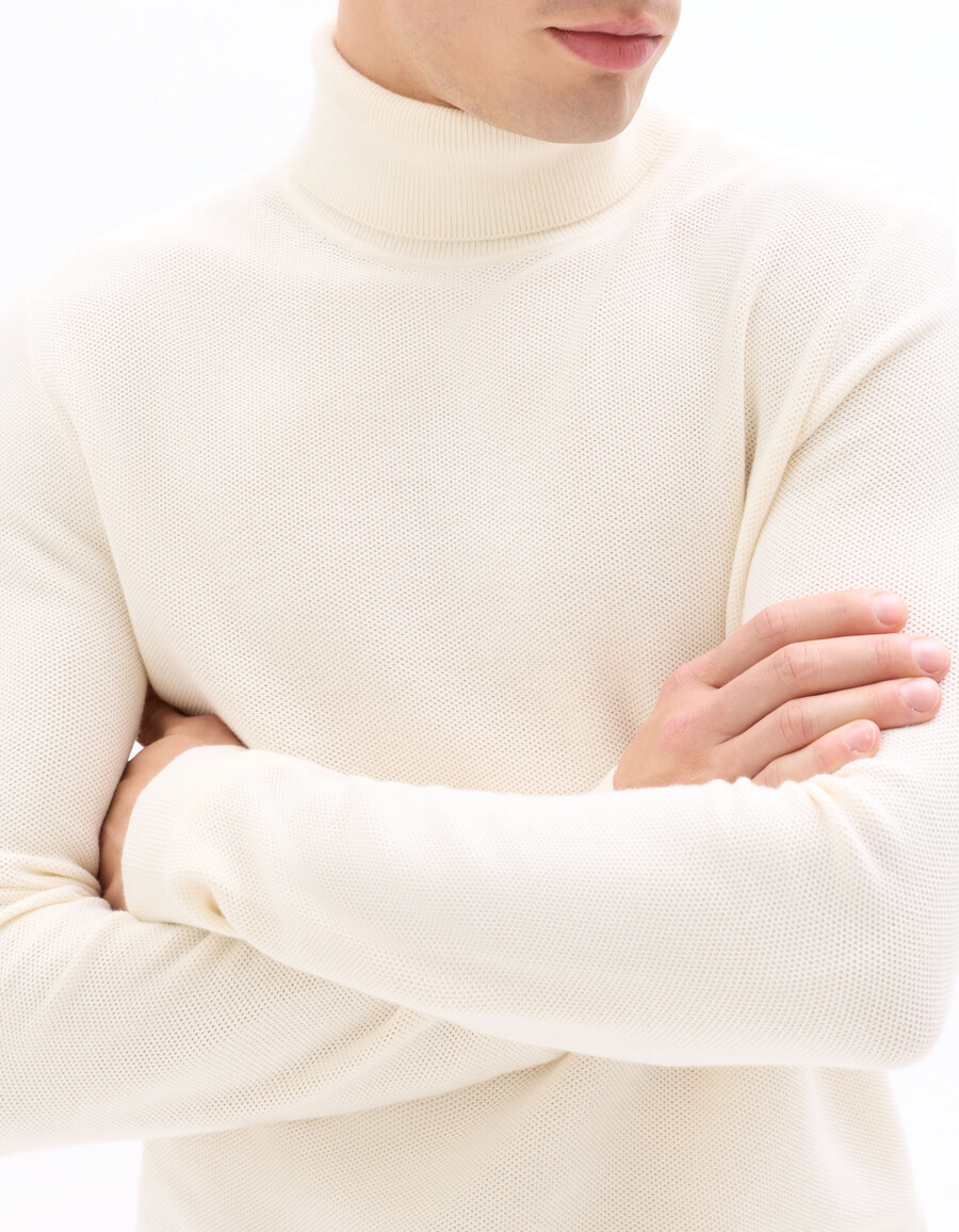 rollkragenpullover aus piqué 100 baumwolle