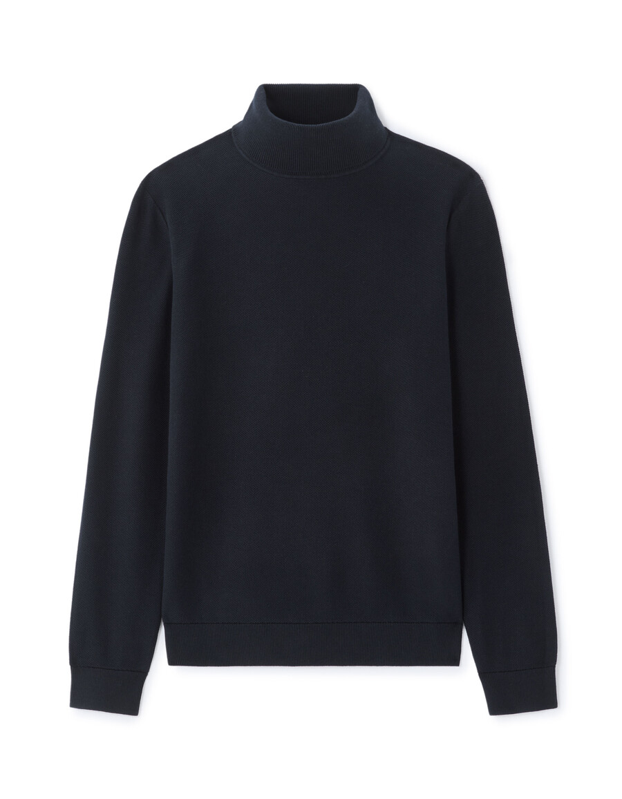 rollkragenpullover aus piqué 100 baumwolle