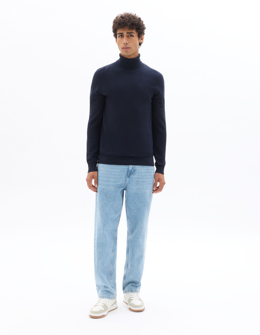 rollkragenpullover aus piqué 100 baumwolle