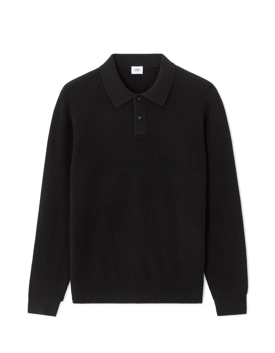 pullover mit geripptem polokragen
