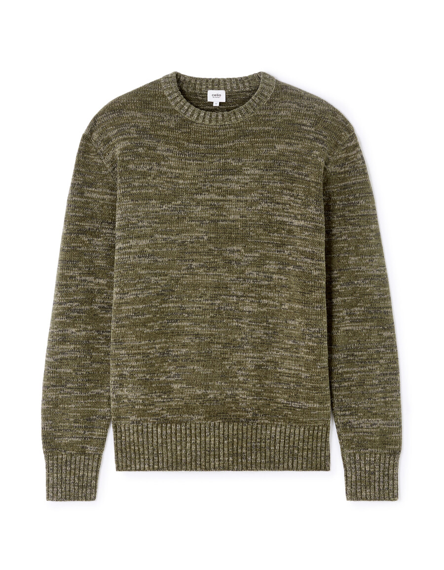 rundhalspullover aus 100 chenille-baumwolle