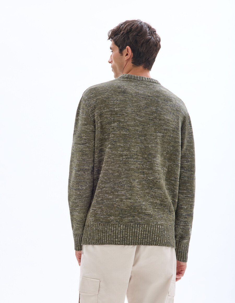 rundhalspullover aus 100 chenille-baumwolle