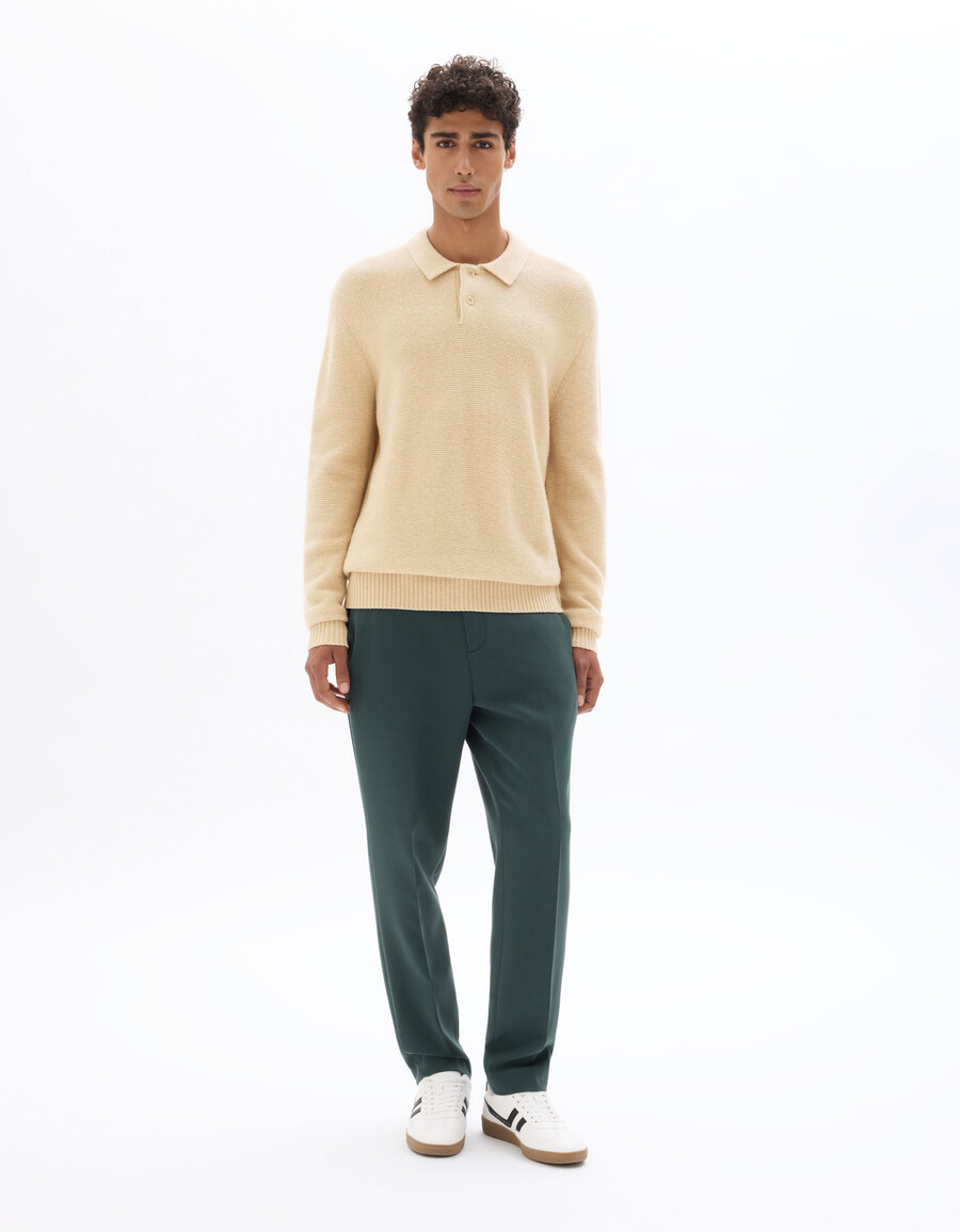 lässiger kraus rechts gestrickter pullover aus wollmischung