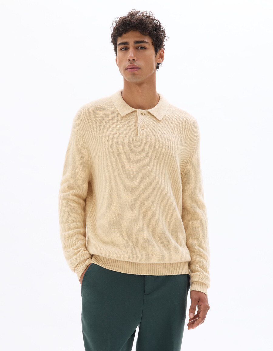 lässiger kraus rechts gestrickter pullover aus wollmischung