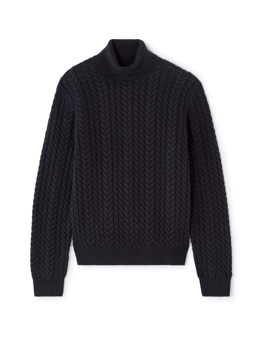 zopfstrick-rollkragenpullover mit sherpa-futter