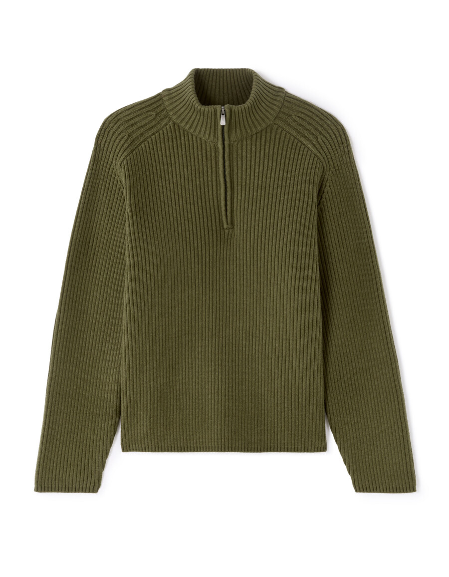 gerippter strickpullover mit trucker-ausschnitt